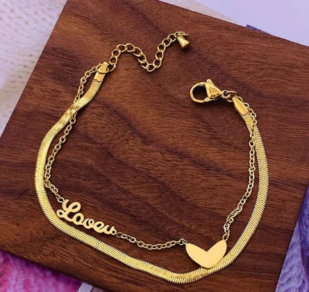 Simple Double-Layer Love Bracelet for Best Friends