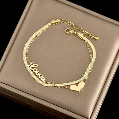 Simple Double-Layer Love Bracelet for Best Friends