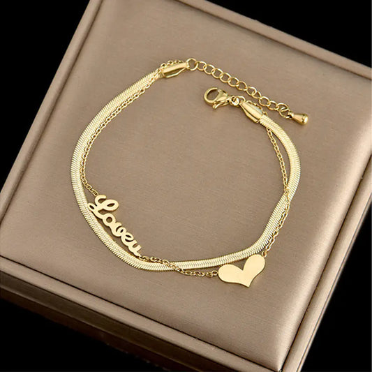 Simple Double-Layer Love Bracelet for Best Friends