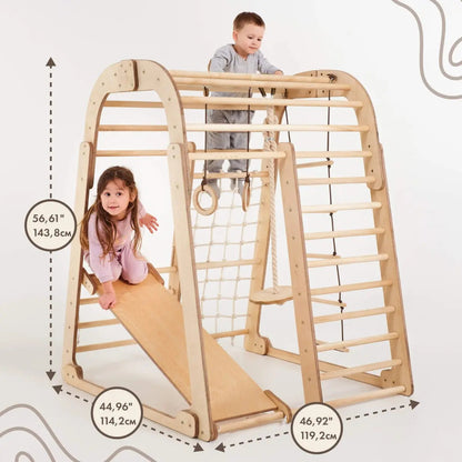 Indoor Wooden Playground for Children - 6in1 Playground + Swings Set + Slide Board-1