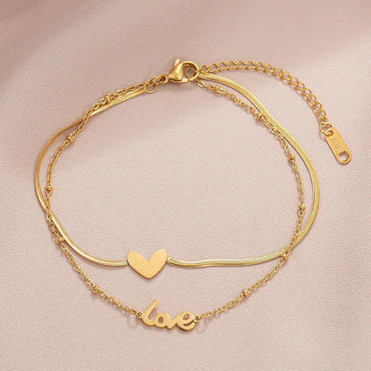 Simple Double-Layer Love Bracelet for Best Friends