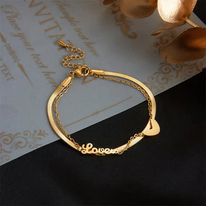 Simple Double-Layer Love Bracelet for Best Friends